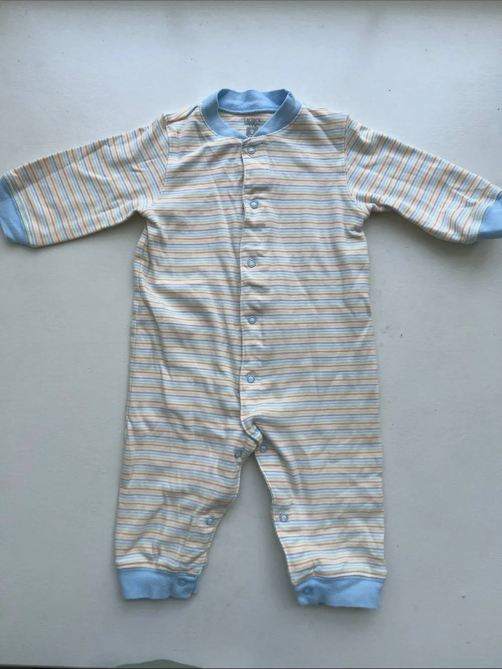 Carter's Pastel Striped One-Piece with Light Blue Trim